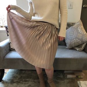 Tommy Hilfiger Champagne Gold Pleated Midi Skirt